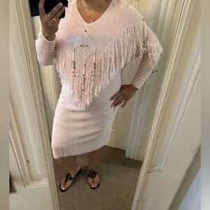 Rare handloomed French rags vintage Fringe Dress size 1